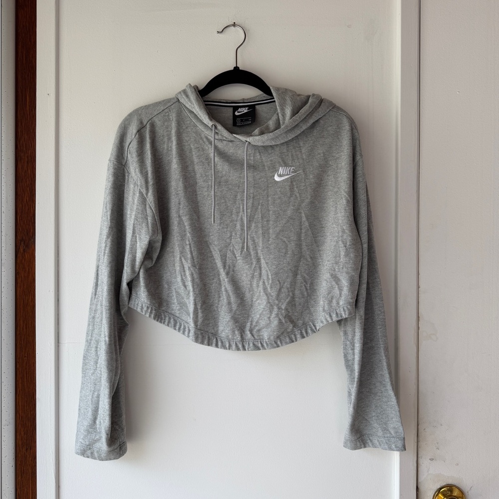 Nike Women's Light Gray Cropped Hoodie